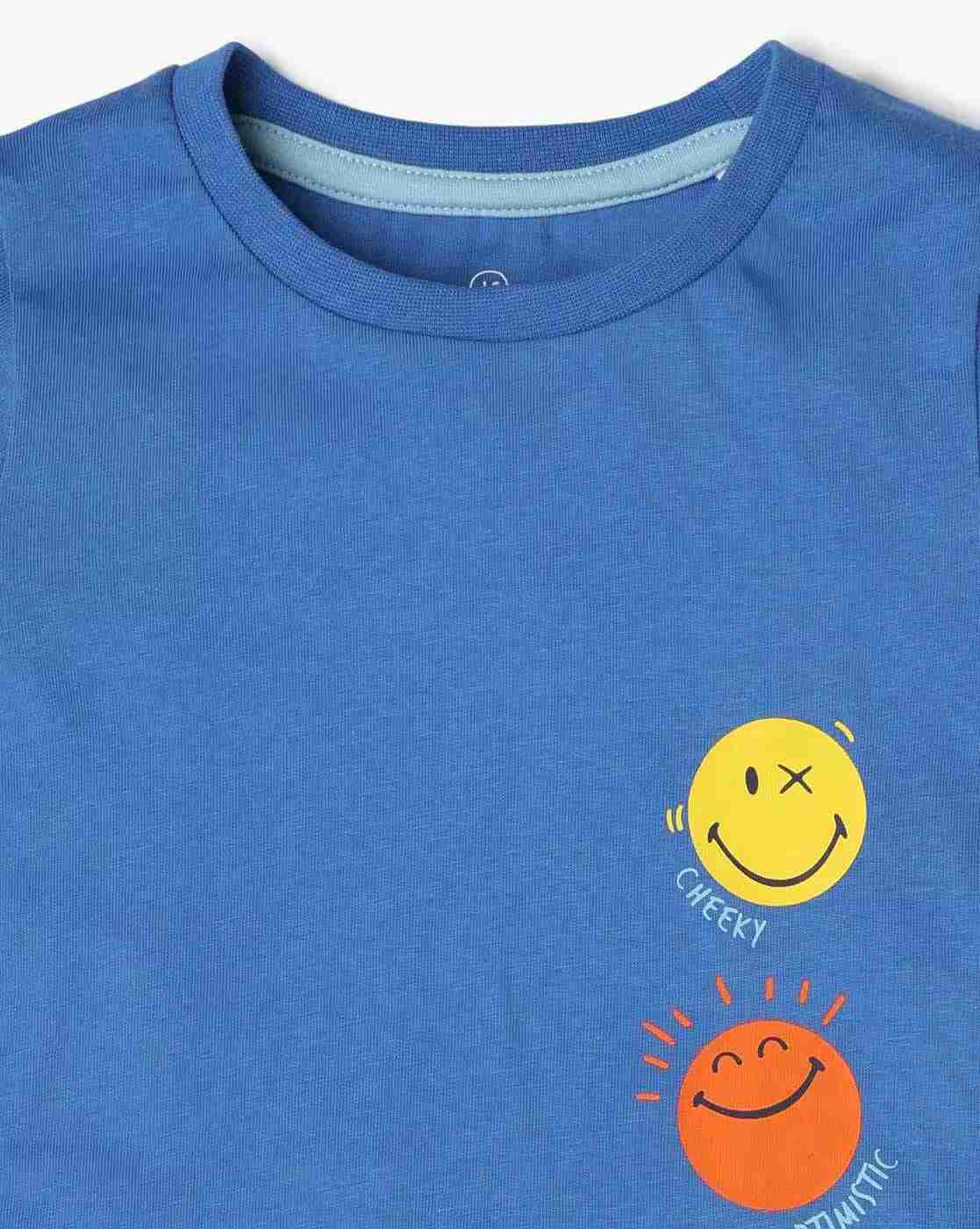 INF FRENDZ | Boys Smiley Print Relaxed Fit Crew-Neck T-Shirt|2