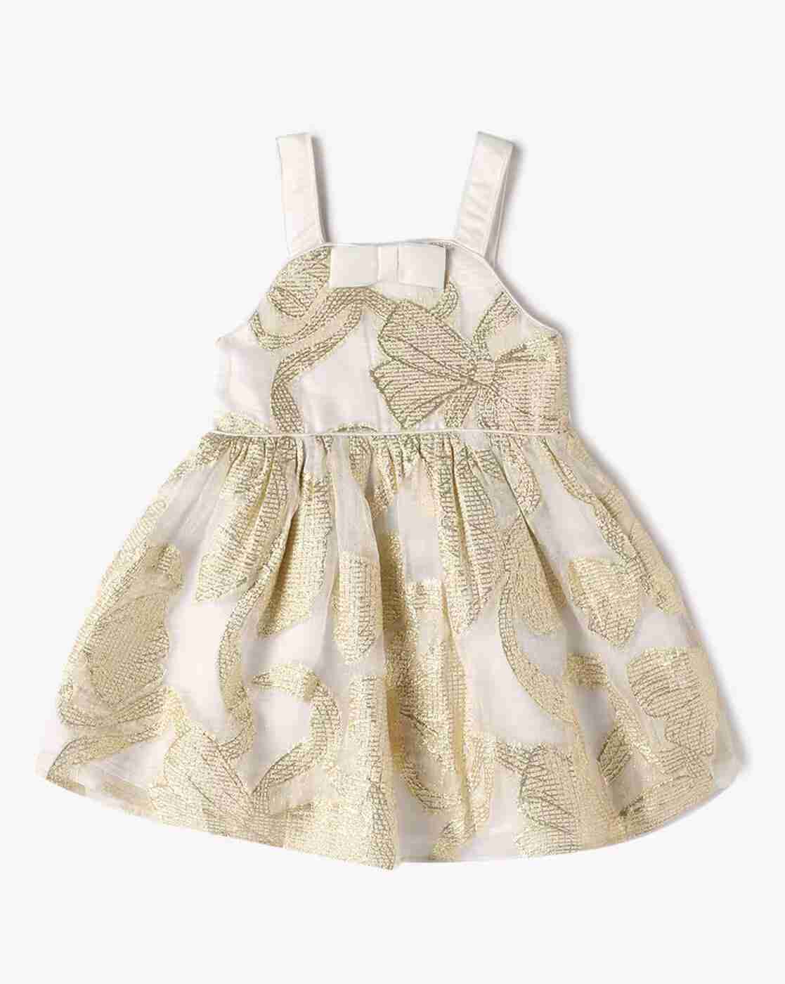 Girls Floral Patterned Square-Neck Fit & Flare Dress