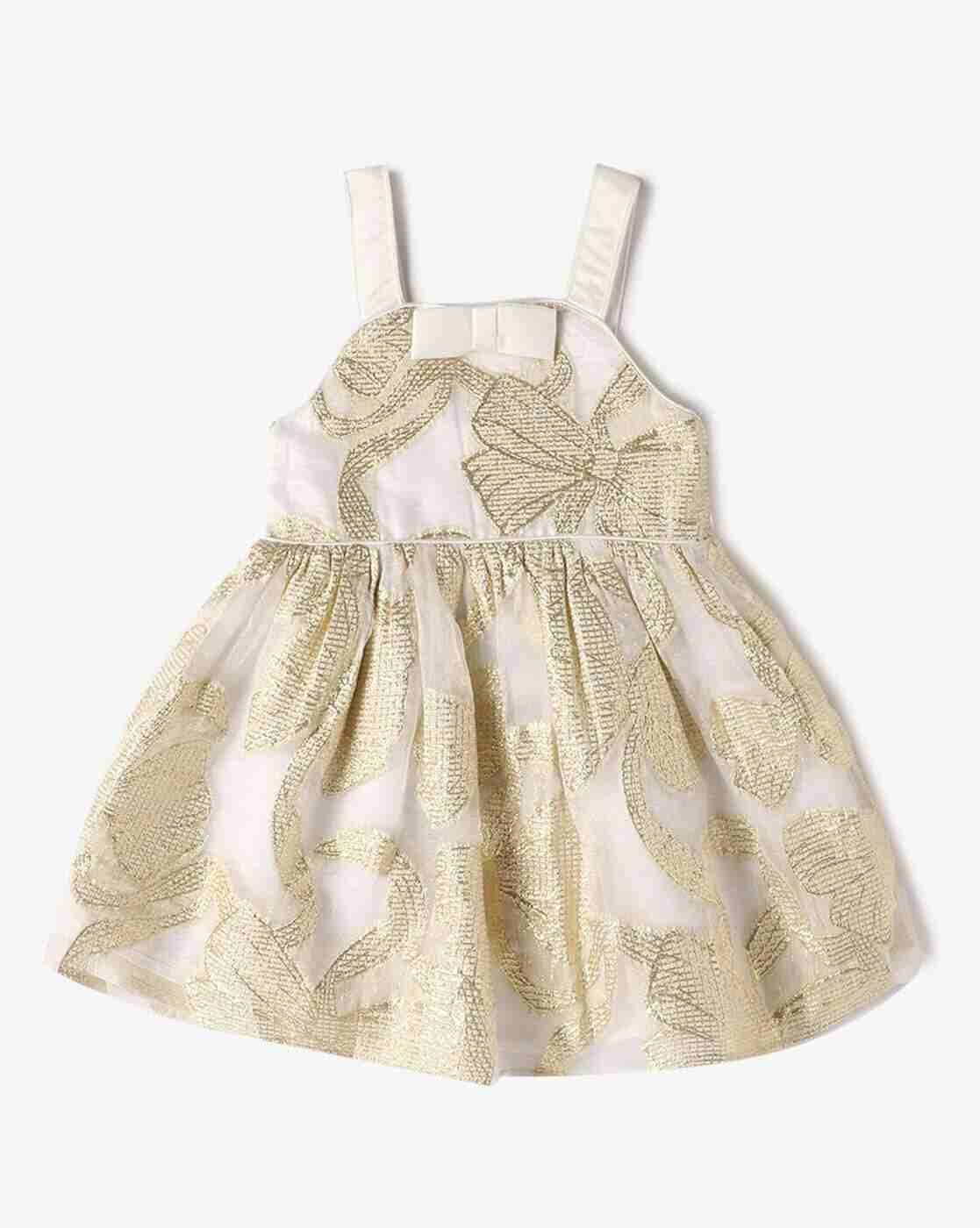 INF FRENDZ | Girls Floral Patterned Square-Neck Fit & Flare Dress|0