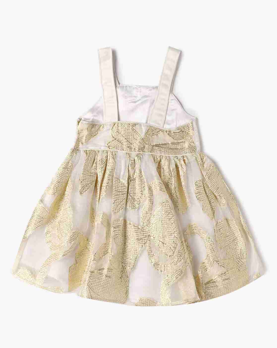 INF FRENDZ | Girls Floral Patterned Square-Neck Fit & Flare Dress|1