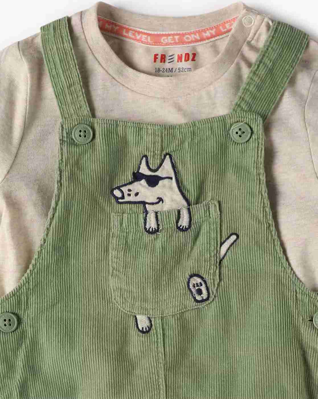 INF FRENDZ | Boys Ribbed Regular Fit Dungaree with T-Shirt|5