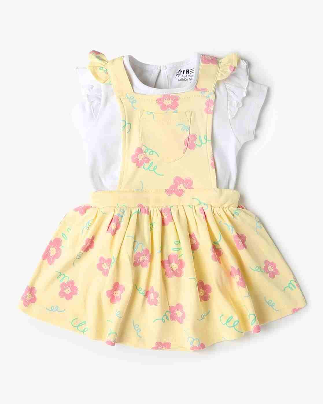 INF FRENDZ | Girls Floral Print Cotton Fit & Flare Dress with Top|0