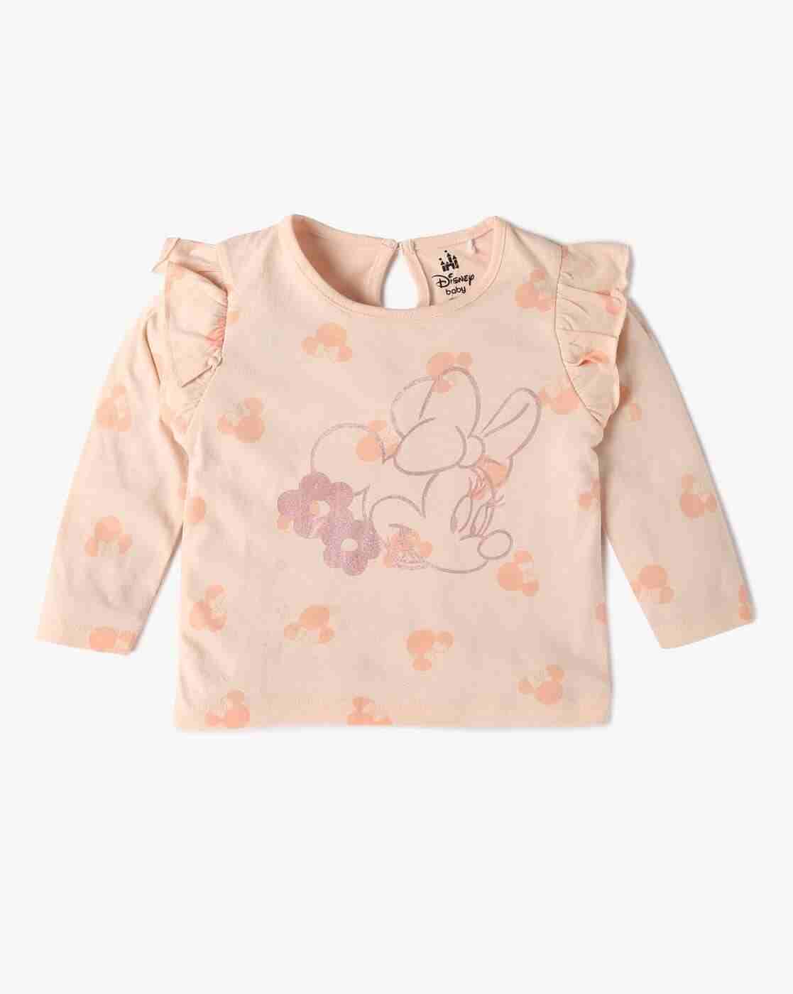 INF FRENDZ | Girls Minnie Mouse Print Regular Fit Cotton Round-Neck T-Shirt|0