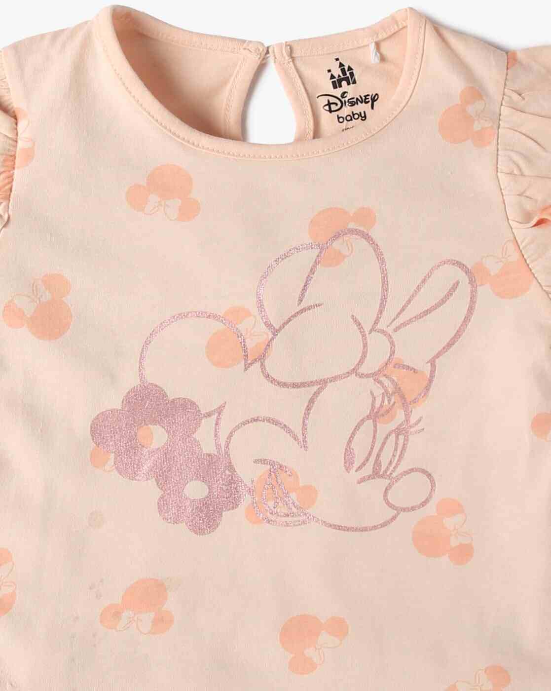 INF FRENDZ | Girls Minnie Mouse Print Regular Fit Cotton Round-Neck T-Shirt|2
