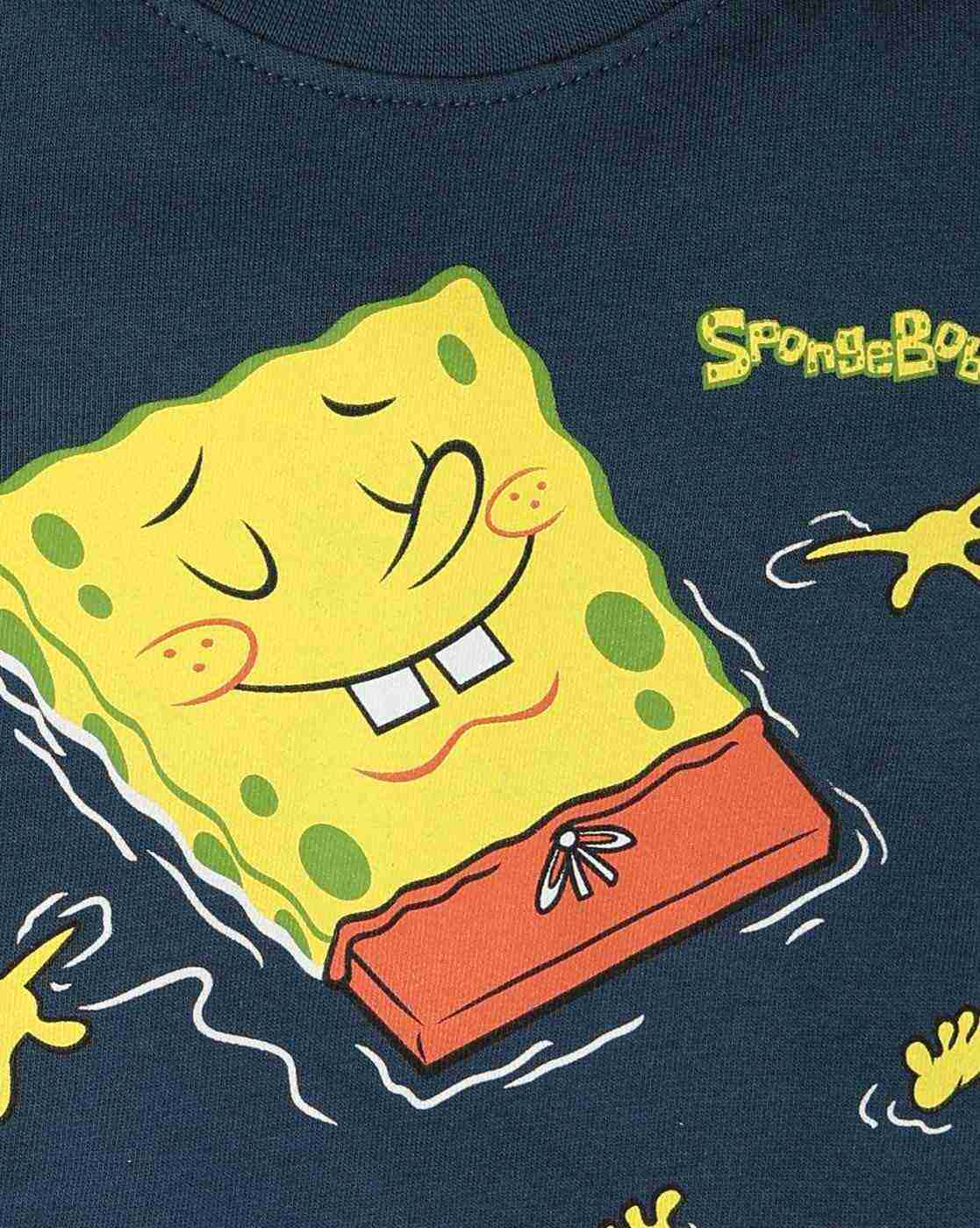 INF FRENDZ | Boys Spongebob Print Cotton Crew-Neck T-Shirt|2