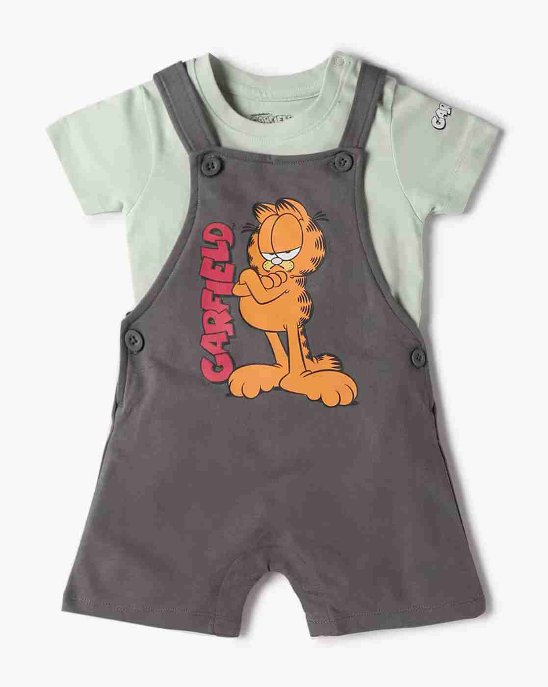 INF FRENDZ | Boys Garfield Print Dungaree with T-Shirt|0
