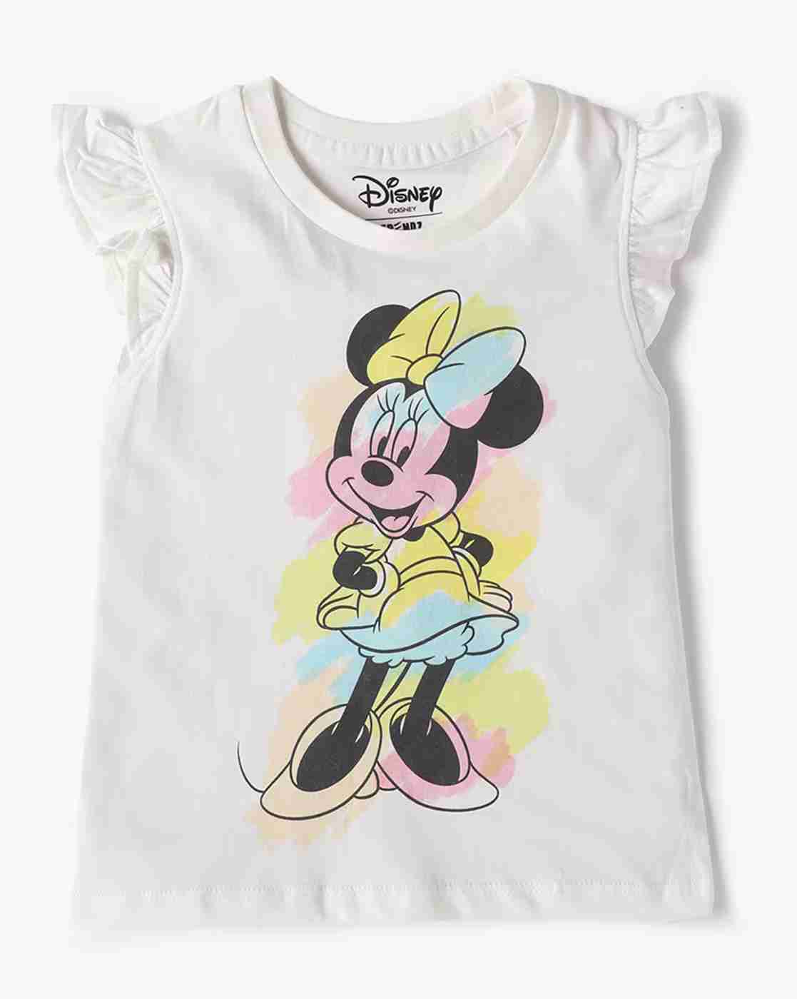 INF FRENDZ | Girls Minnie Mouse Print Regular Fit Round-Neck T-Shirt|0