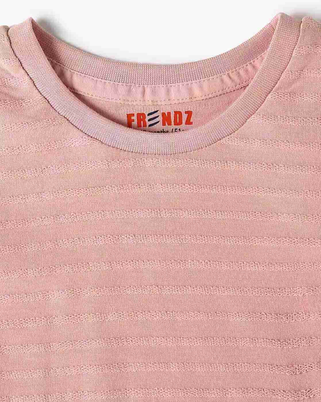 INF FRENDZ | Boys Striped Knit Regular Fit Crew-Neck T-Shirt|2