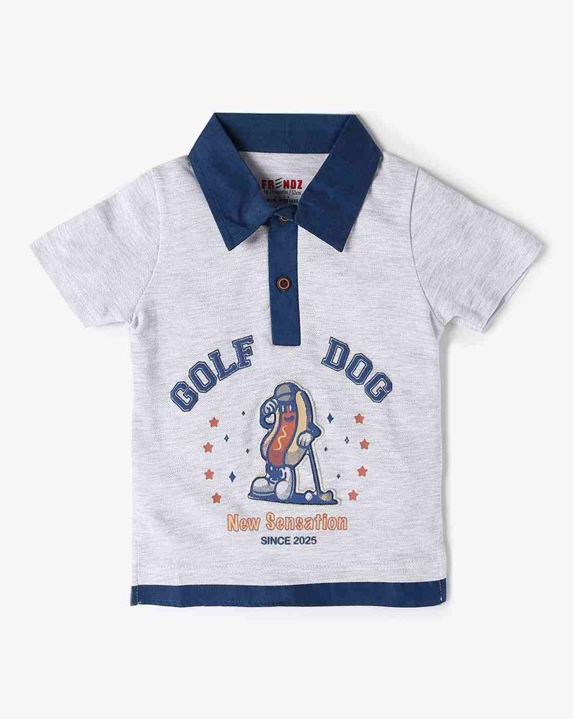 Boys Graphic Print Relaxed Fit Polo T-Shirt - INF FRENDZ Grey