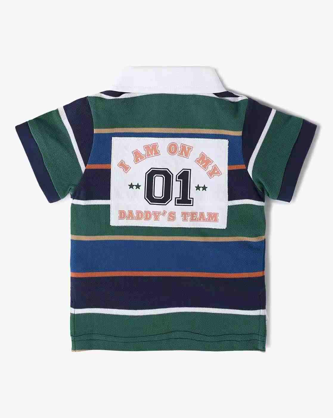 INF FRENDZ | Boys Striped Cotton Polo T-Shirt|1