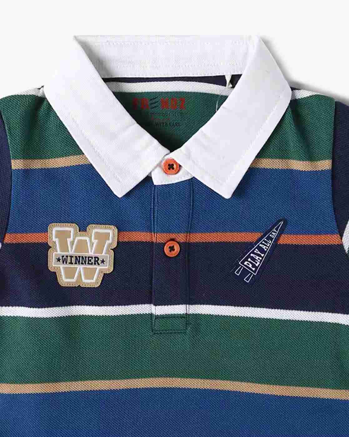 INF FRENDZ | Boys Striped Cotton Polo T-Shirt|2