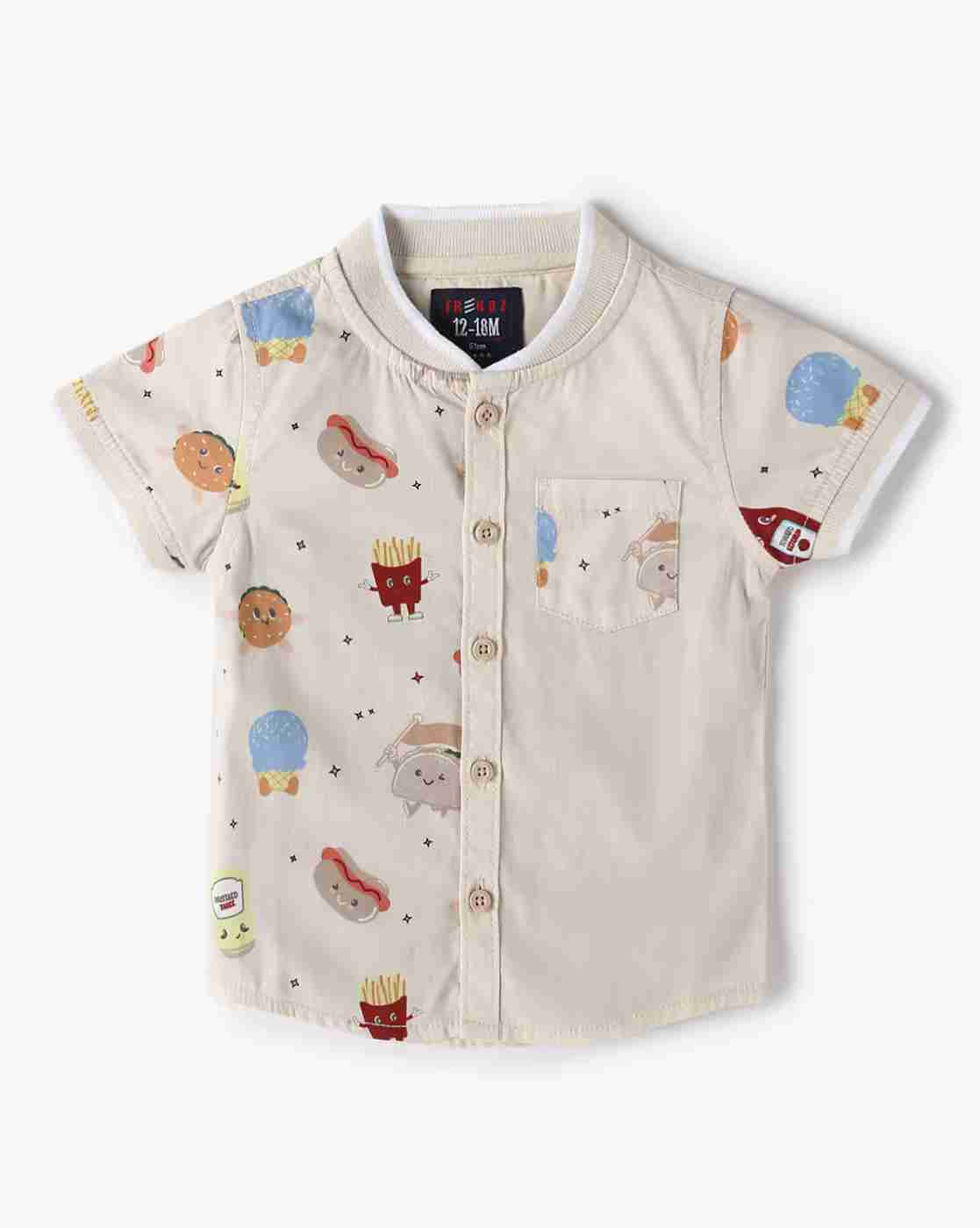 Boys All-Over Print Regular Fit Shirt with Patch Pocket