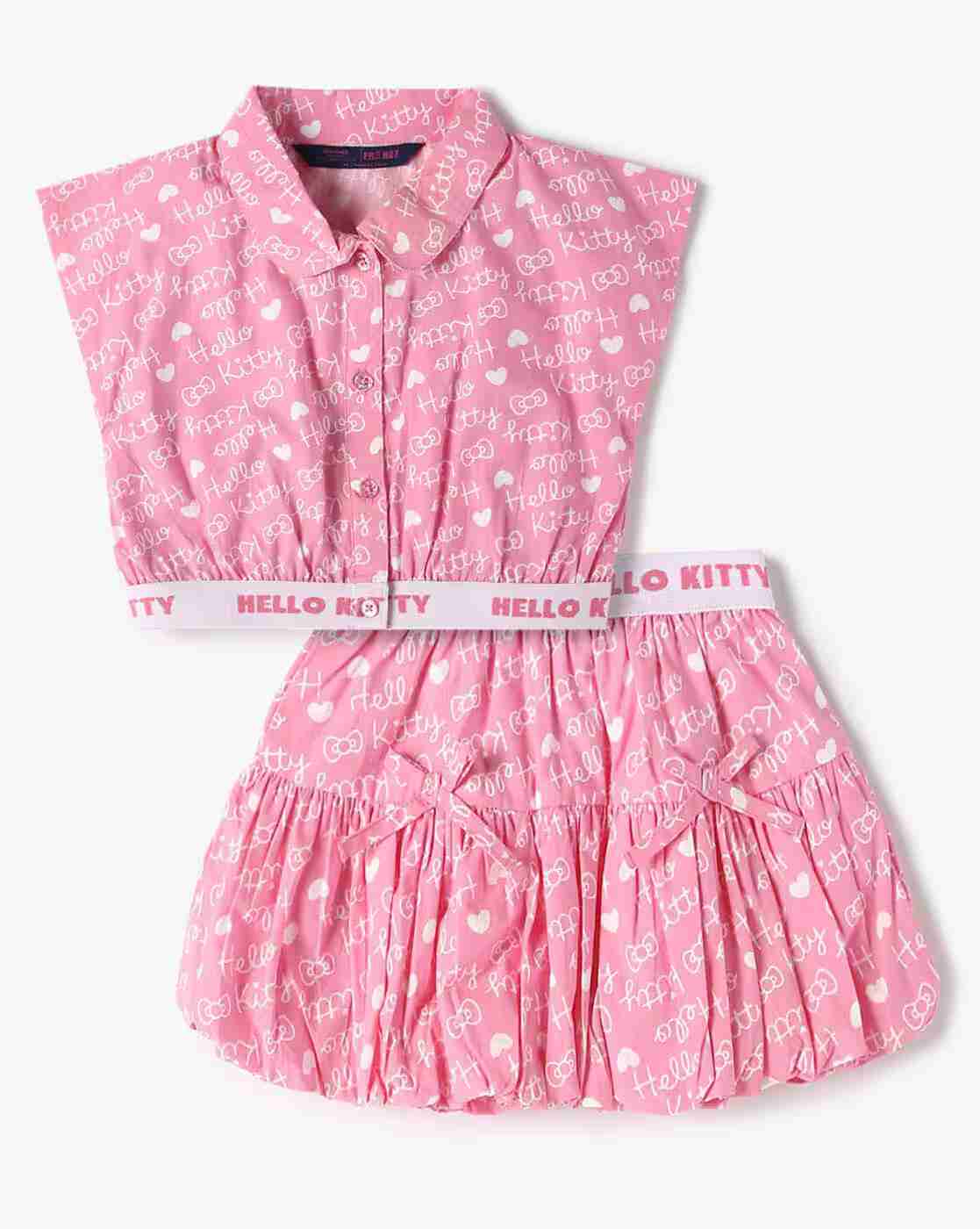 Girls Hello Kitty Print Shirt & Skirt Set