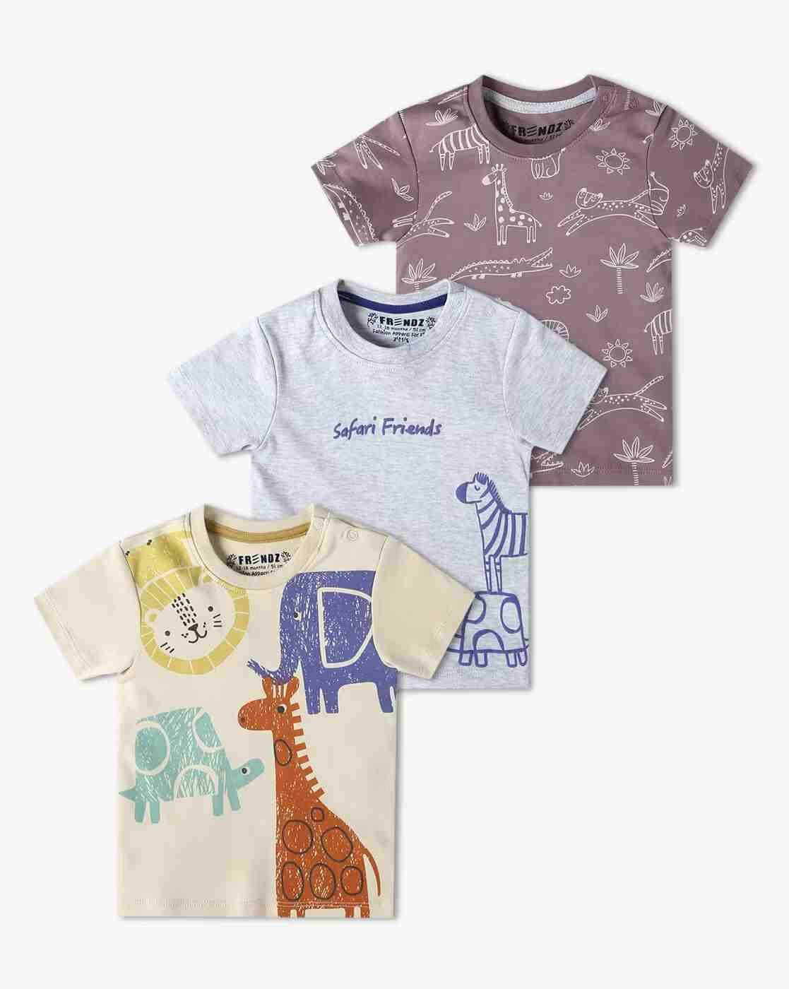 Infants Pack of 3 Mini Sea Nomads Regular Fit Round-Neck T-Shirts
