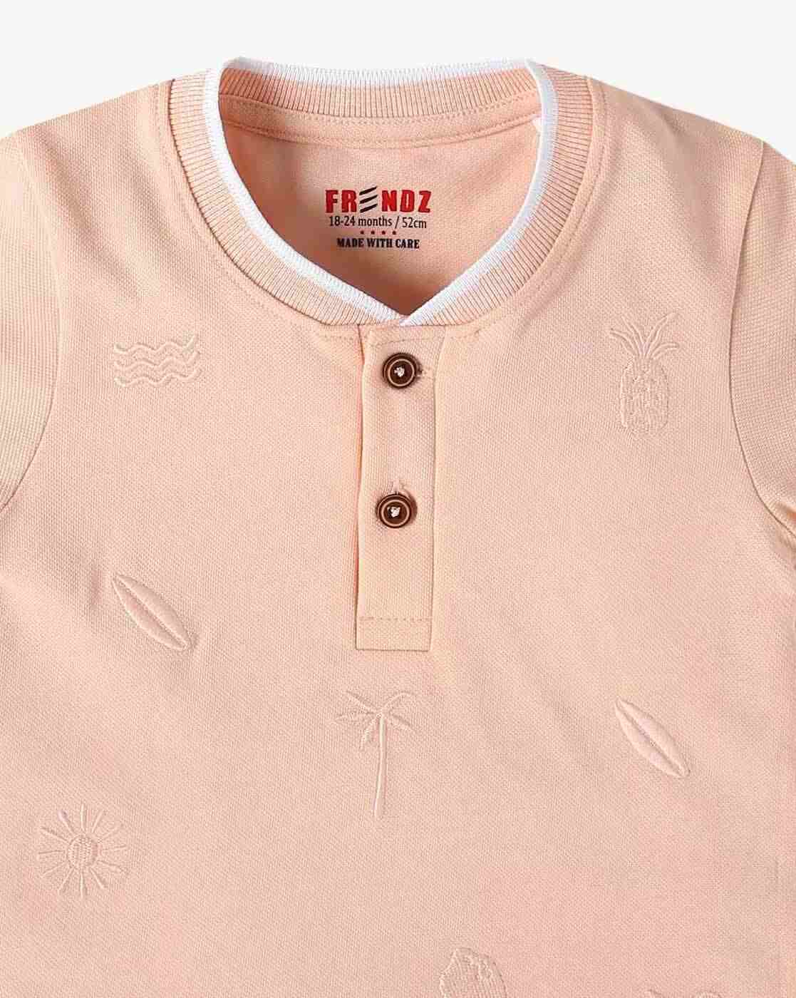 INF FRENDZ | Infants Embroidered Cotton Henley T-Shirt|2