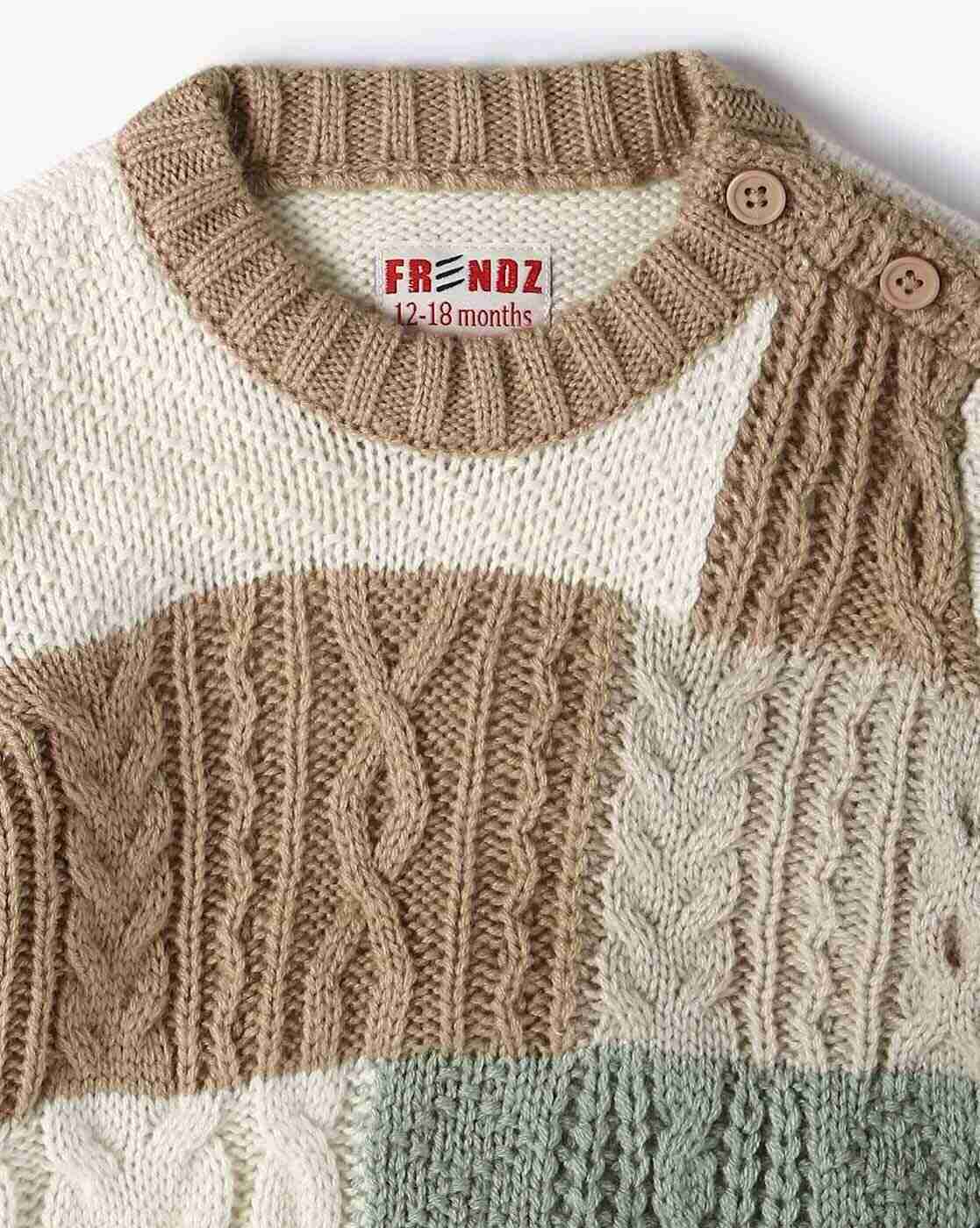 INF FRENDZ | Girls Cable-Knit Round-Neck Sweater|2