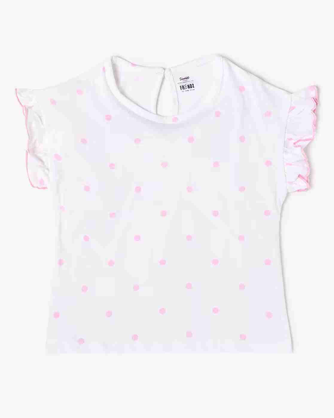 INF FRENDZ | Infant Girls Hello Kitty Applique Dungaree with T-Shirt Set|1