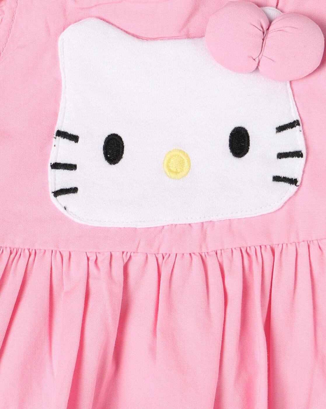 INF FRENDZ | Infant Girls Hello Kitty Applique Dungaree with T-Shirt Set|6