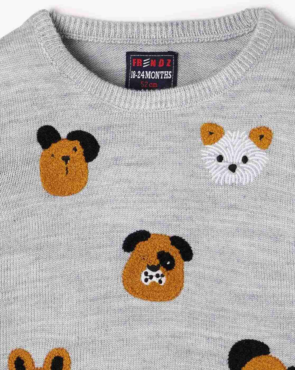 INF FRENDZ | Infants Embroidered Round-Neck Sweater|2