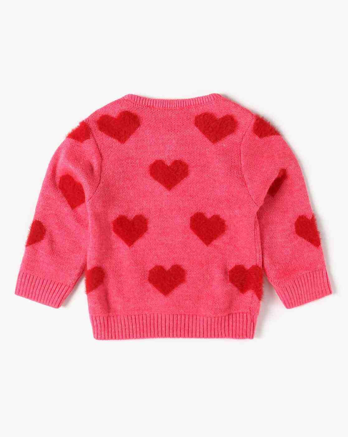 INF FRENDZ | Infants Heart Fur Round-Neck Sweater|1