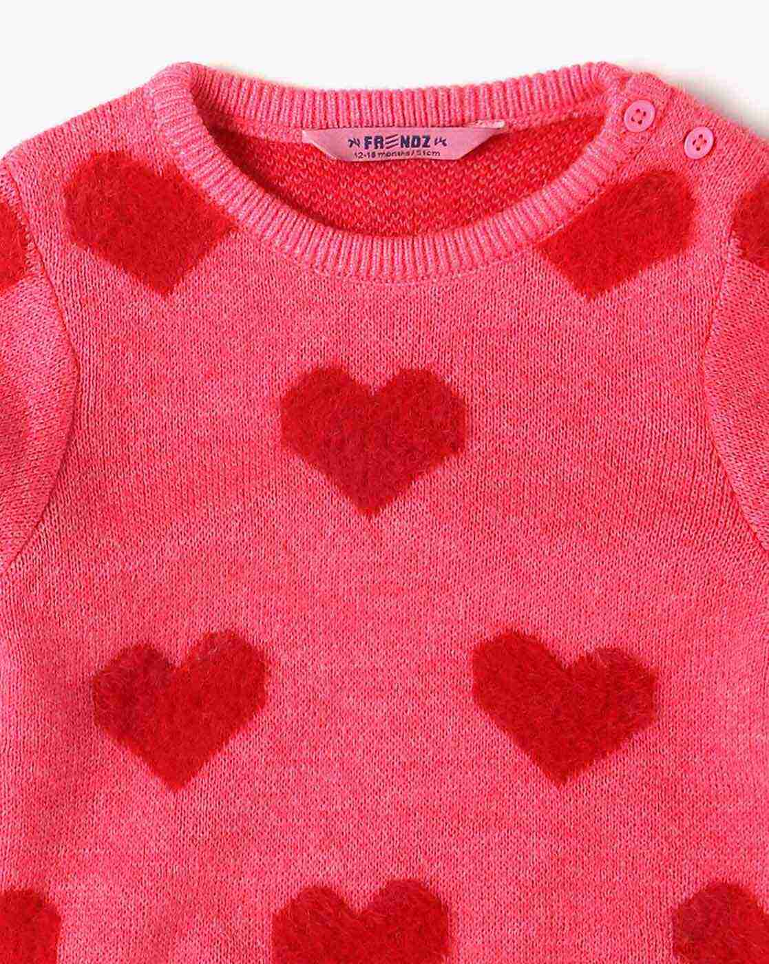 INF FRENDZ | Infants Heart Fur Round-Neck Sweater|2
