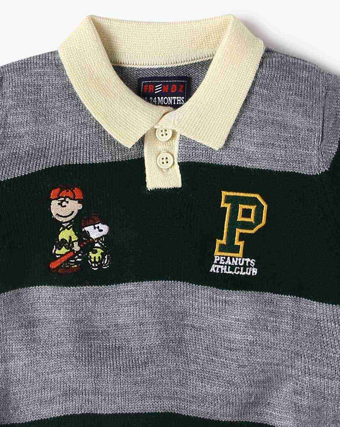 INF FRENDZ | Infants Char Peanut Polo Sweater|2