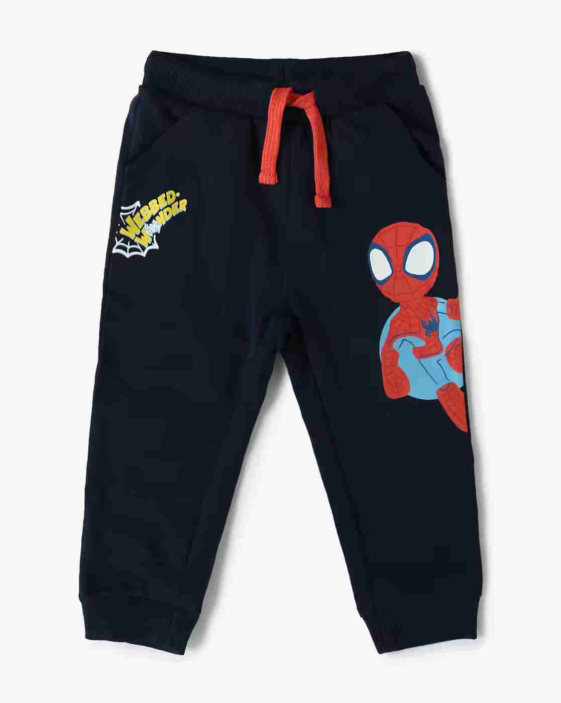 Boy Graphic Print Joggers with Drawstring Waist - INF FRENDZ Navy Blue