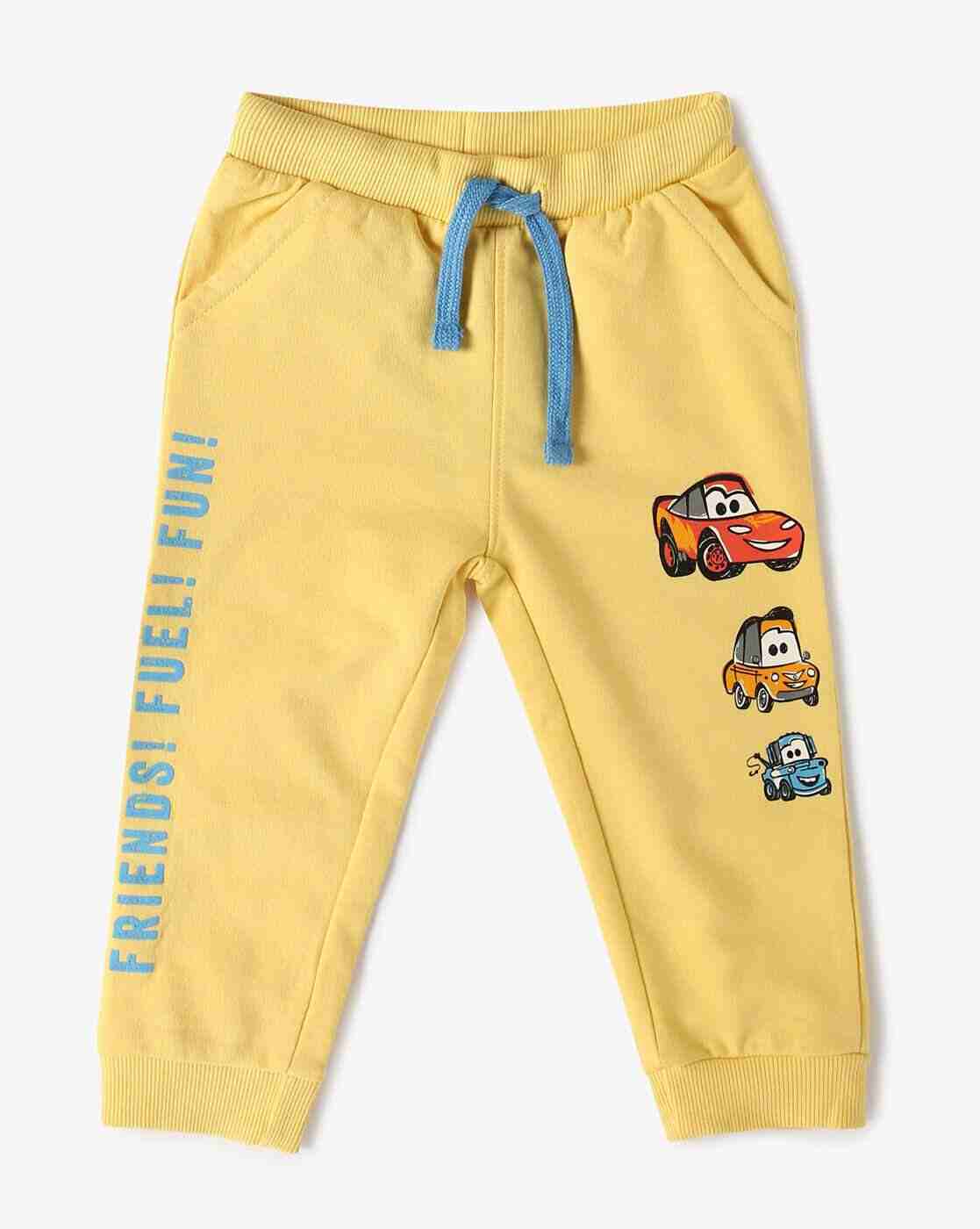 Boy Graphic Print Joggers with Drawstring Waist - INF FRENDZ Yellow