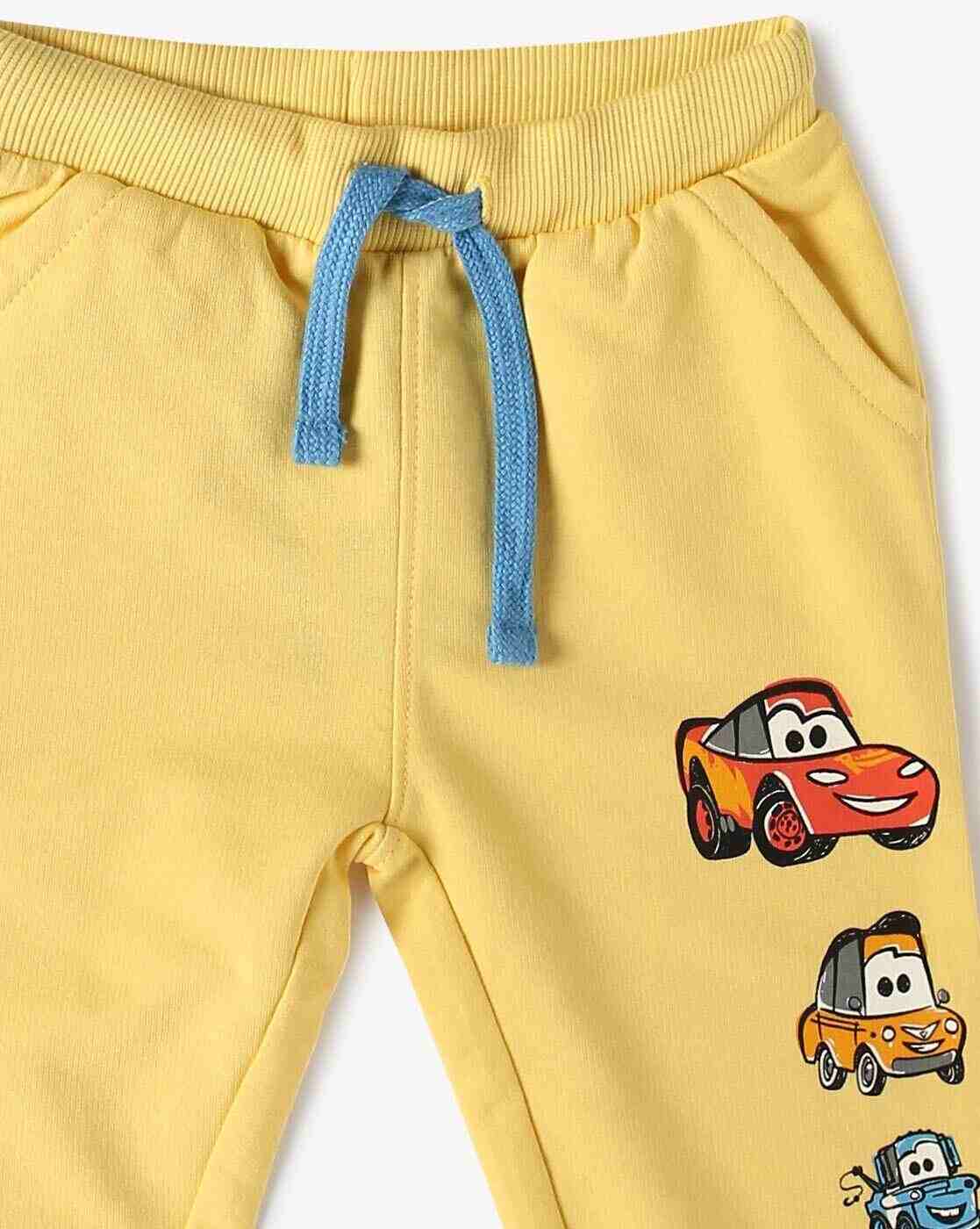 Boy Graphic Print Joggers with Drawstring Waist - INF FRENDZ Yellow