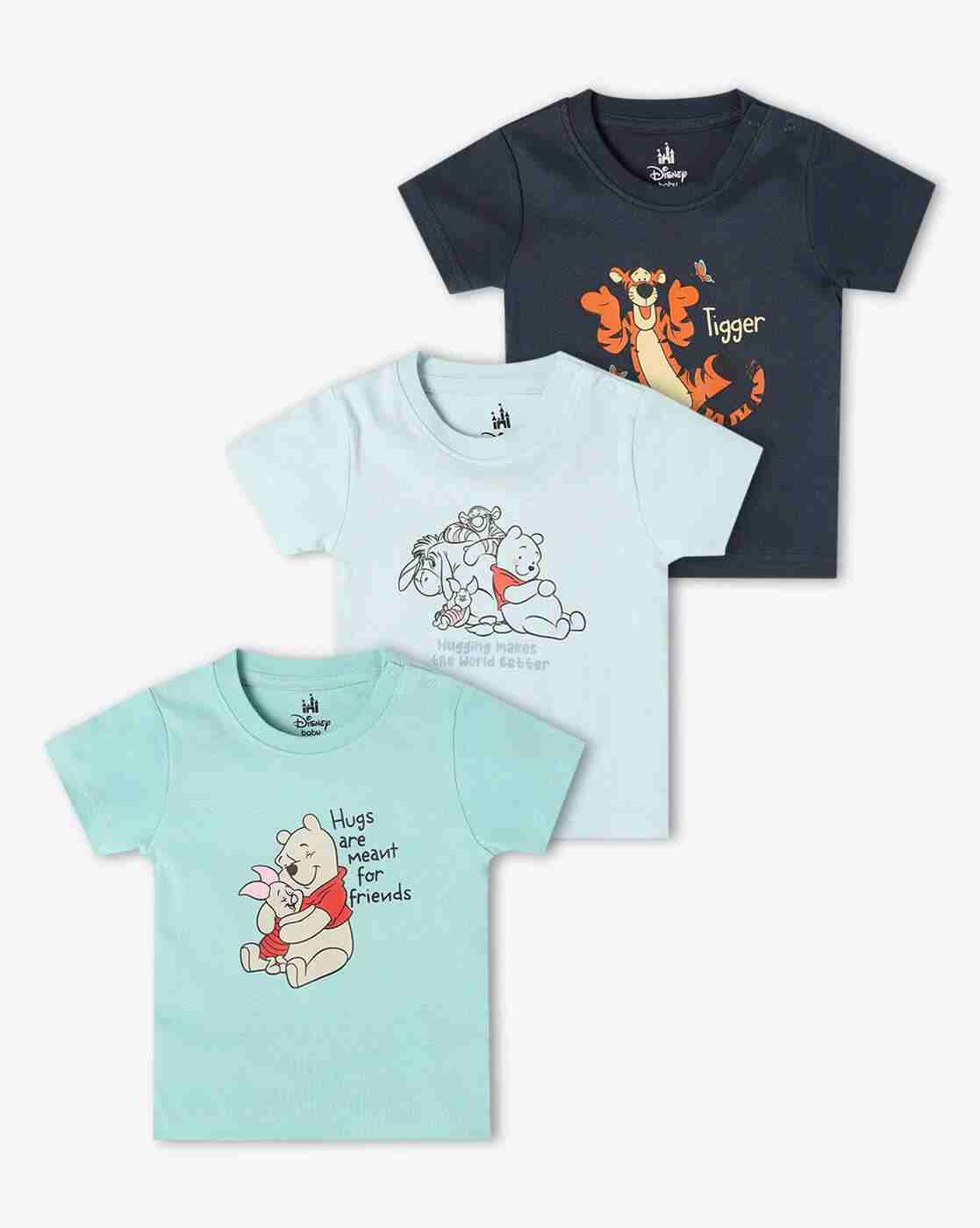 INF FRENDZ | Infants Pack of 3 Graphic Print Regular Fit Round-Neck T-Shirts|0