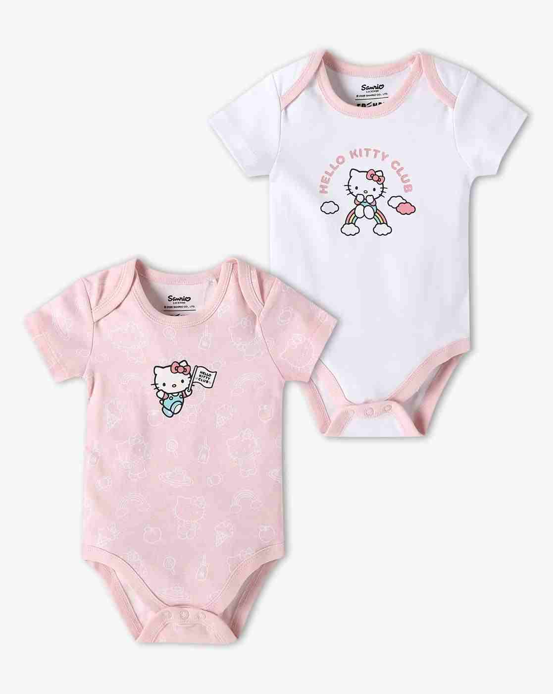 Girls Pack of 2 Hello Kitty Print Cotton Onesies