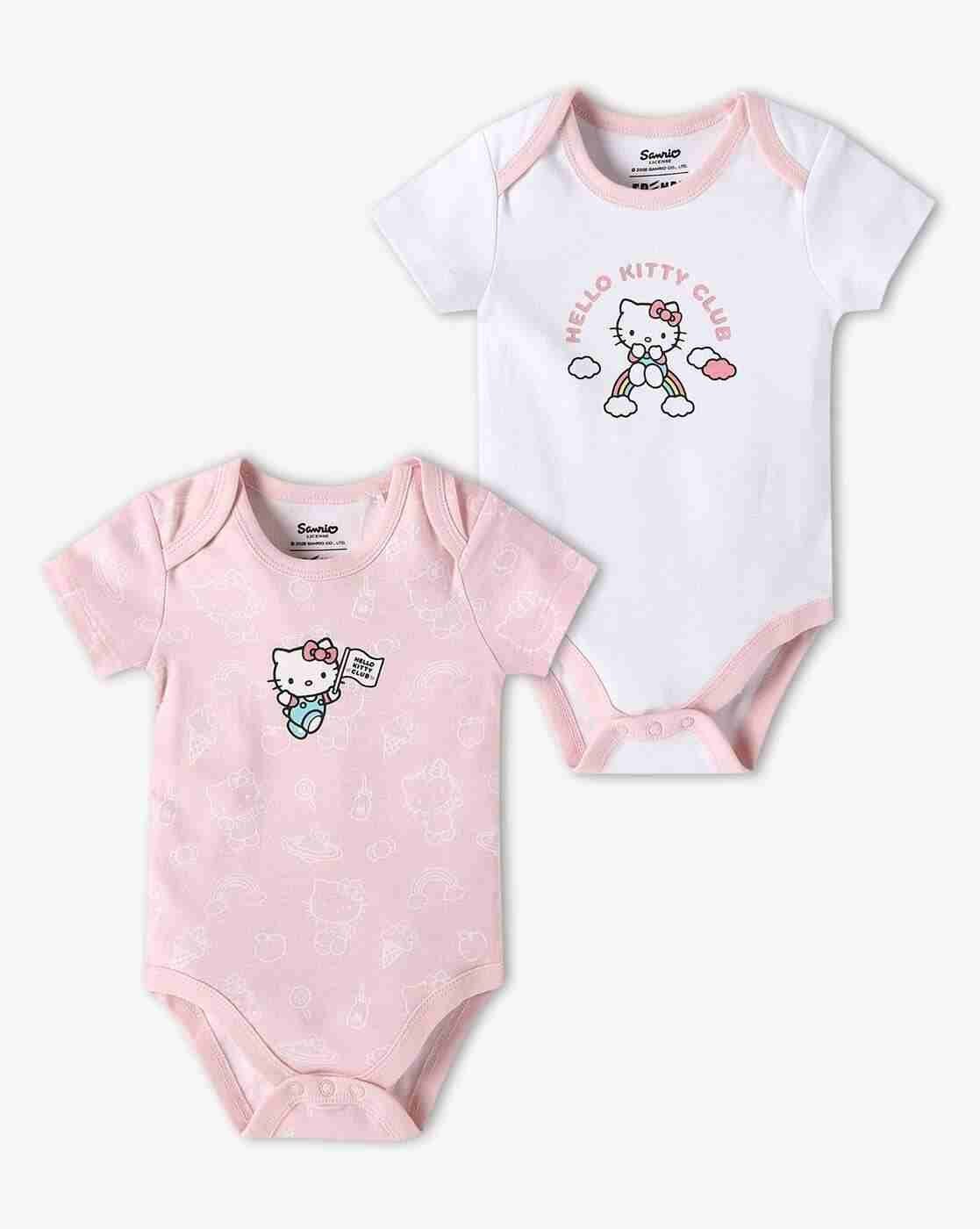 INF FRENDZ | Girls Pack of 2 Hello Kitty Print Cotton Onesies|0