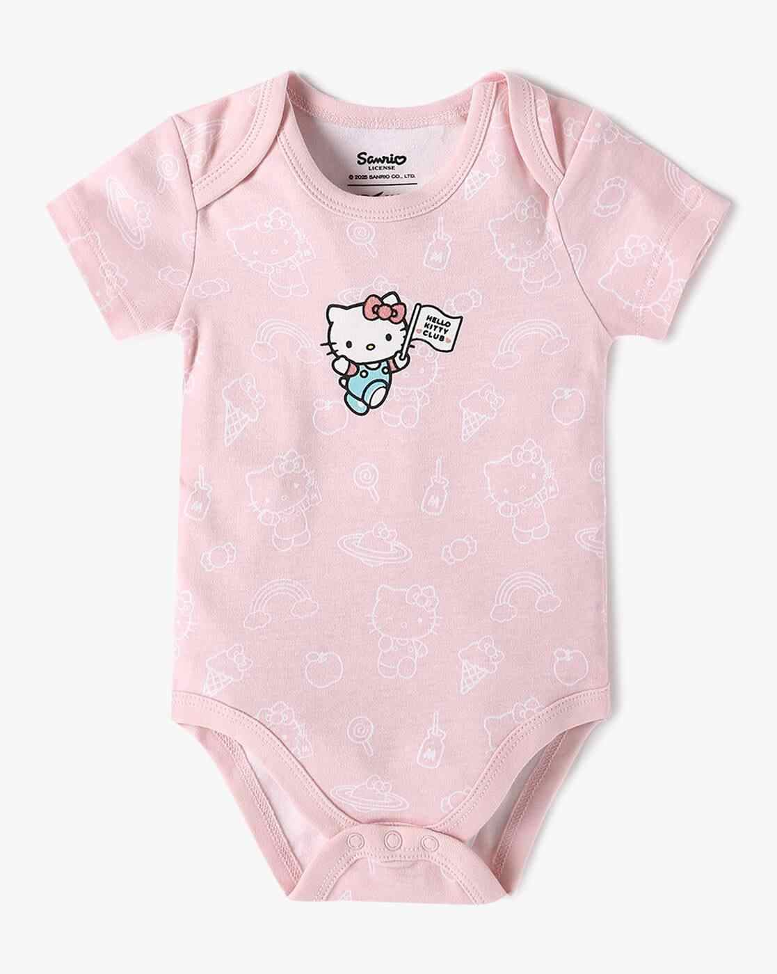 INF FRENDZ | Girls Pack of 2 Hello Kitty Print Cotton Onesies