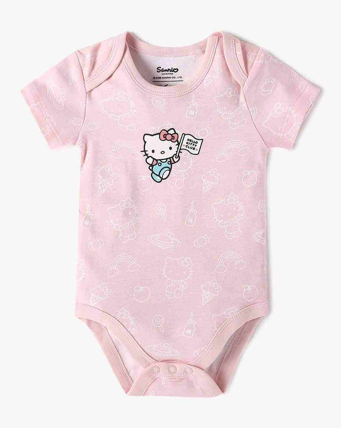 INF FRENDZ | Girls Pack of 2 Hello Kitty Print Cotton Onesies|1