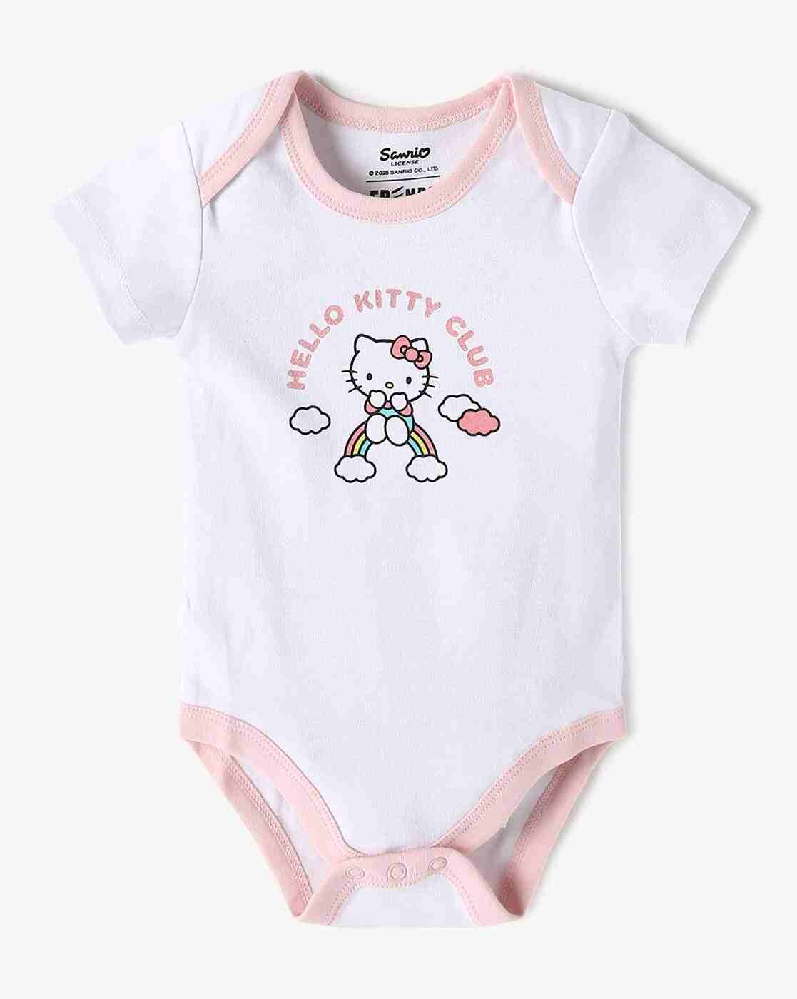 INF FRENDZ | Girls Pack of 2 Hello Kitty Print Cotton Onesies|2