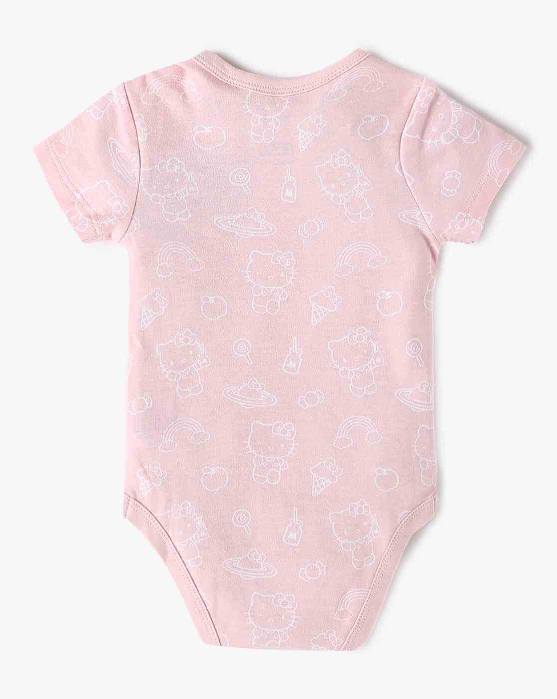 INF FRENDZ | Girls Pack of 2 Hello Kitty Print Cotton Onesies|3