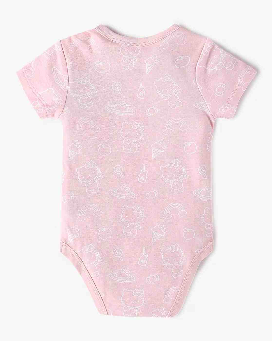 INF FRENDZ | Girls Pack of 2 Hello Kitty Print Cotton Onesies|3