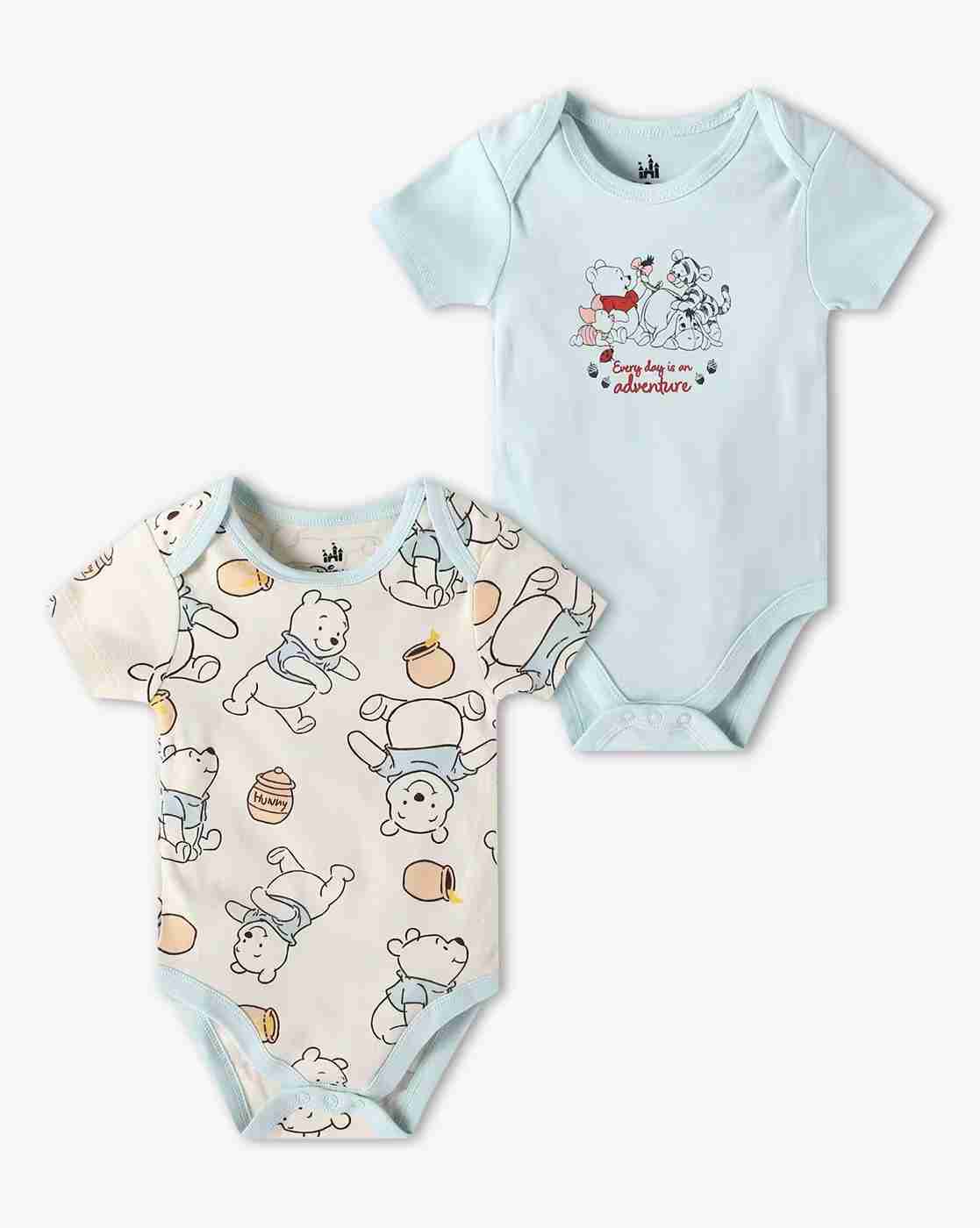 Boys Pack of 2 Pooh Print Cotton Onesies