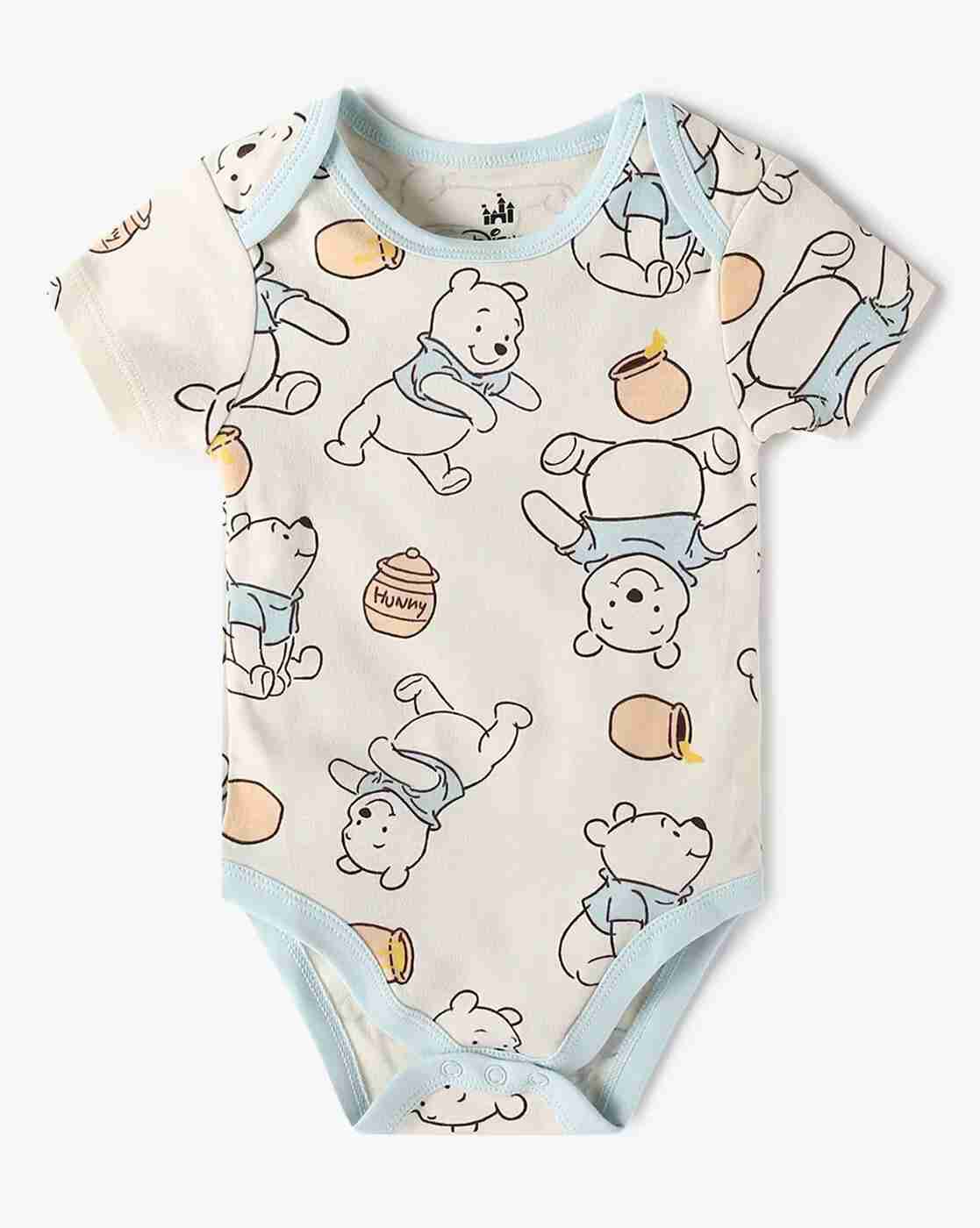INF FRENDZ | Boys Pack of 2 Pooh Print Cotton Onesies