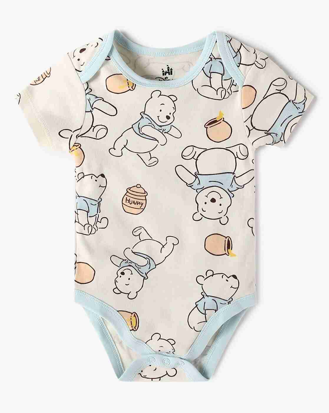 INF FRENDZ | Boys Pack of 2 Pooh Print Cotton Onesies|1