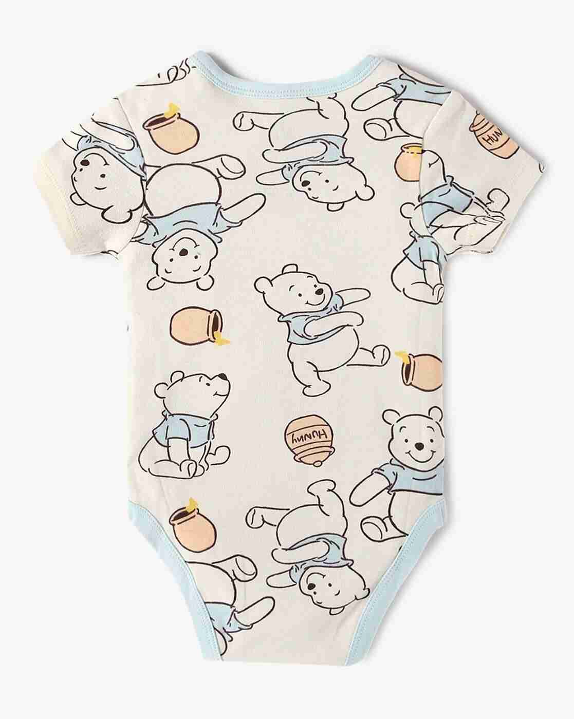 INF FRENDZ | Boys Pack of 2 Pooh Print Cotton Onesies|3