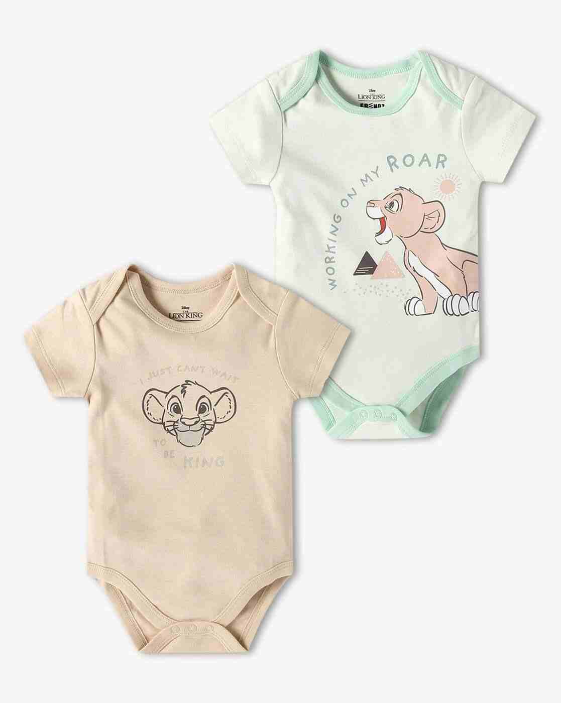 INF FRENDZ | Boys Pack of 2 Simba Print Cotton Onesies|0
