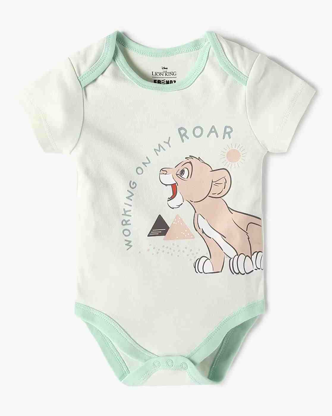 INF FRENDZ | Boys Pack of 2 Simba Print Cotton Onesies|2