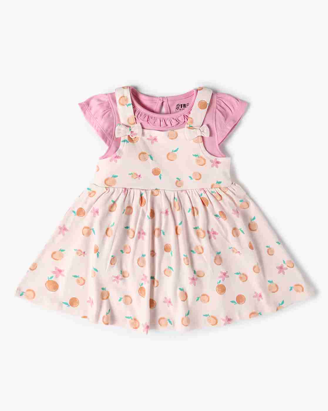 INF FRENDZ | Girls Printed Dungaree with T-Shirt Set|0