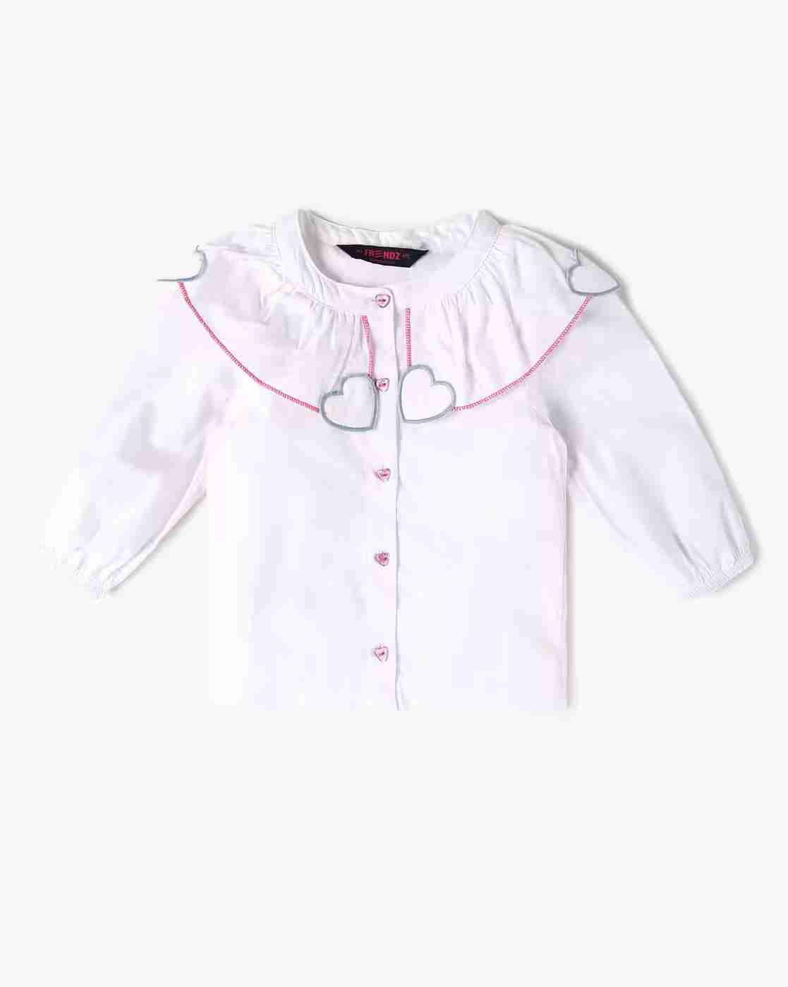 INF FRENDZ | Girls Heart Patch Collared Regular Fit Top|0