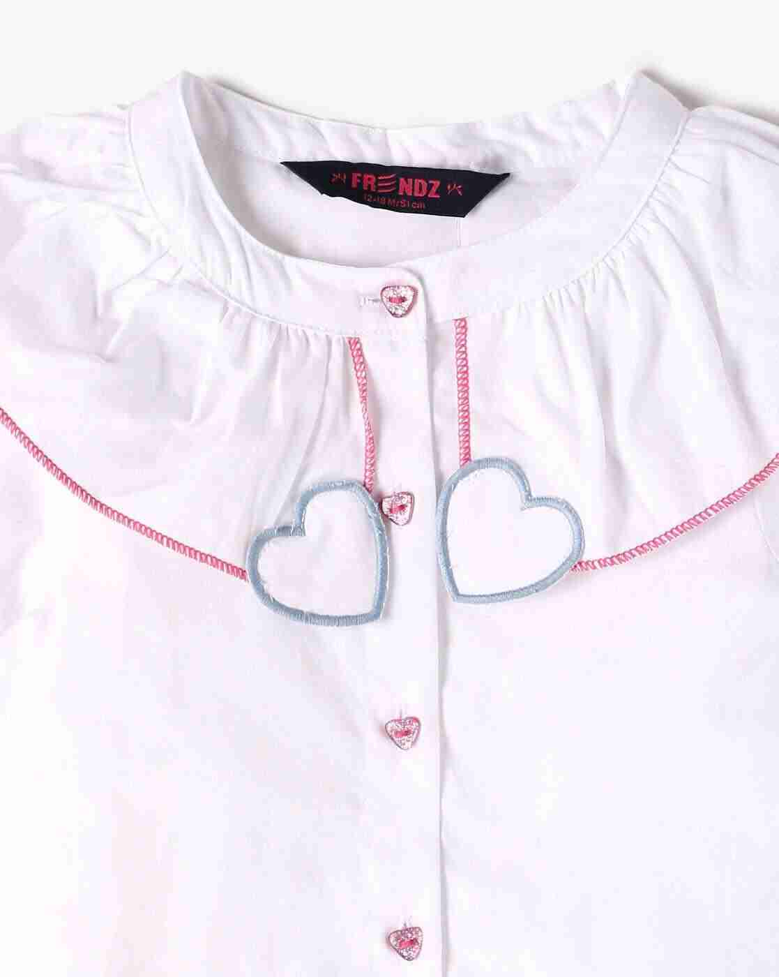 INF FRENDZ | Girls Heart Patch Collared Regular Fit Top|2