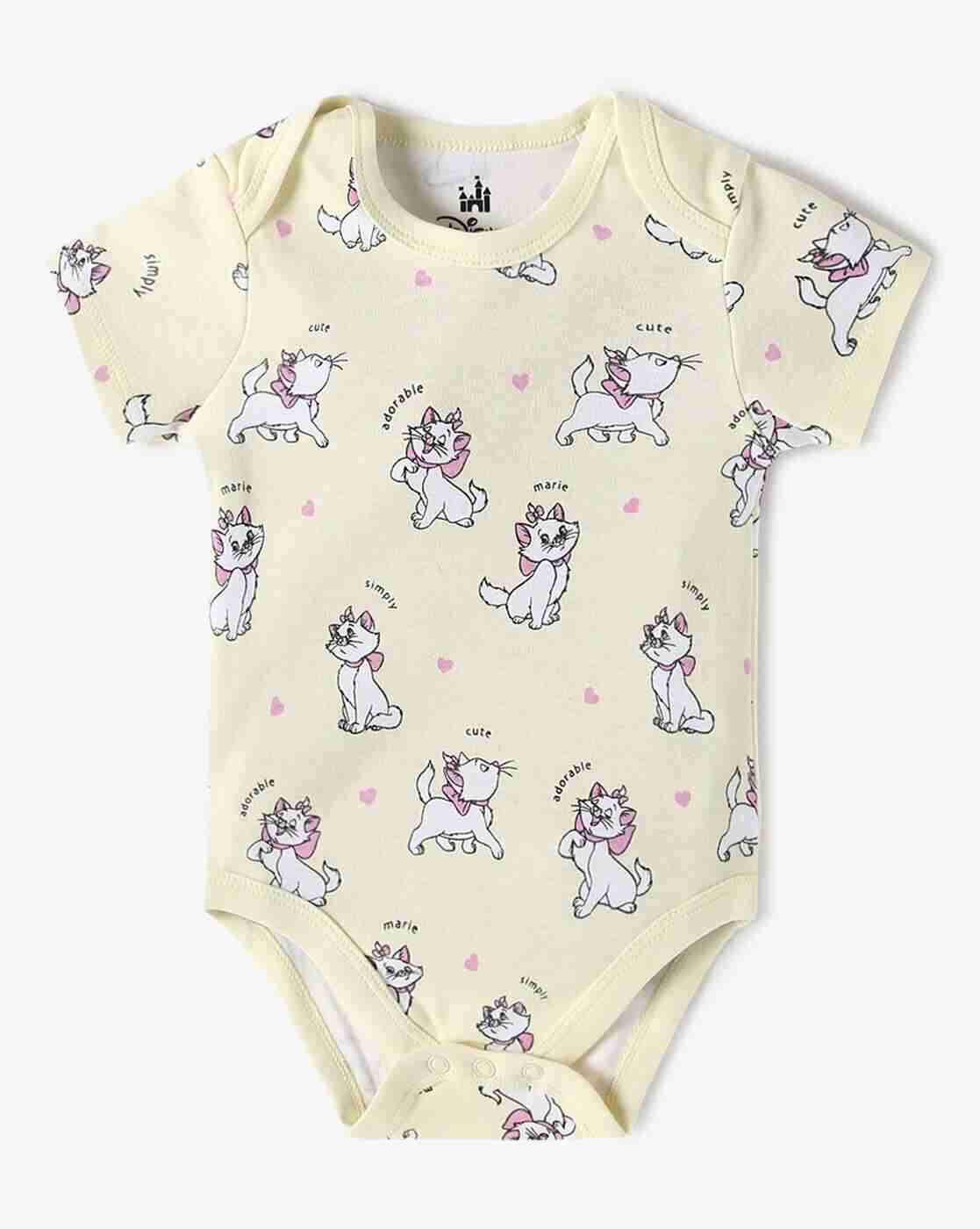 INF FRENDZ | Girls Pack of 2 Disney Marie Print Cotton Onesies|2