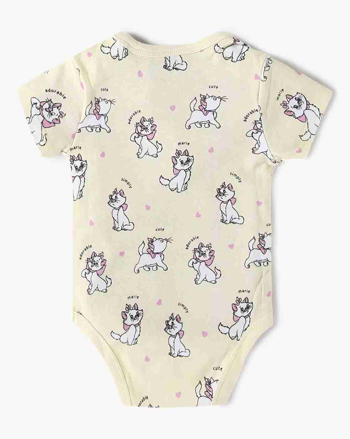 INF FRENDZ | Girls Pack of 2 Disney Marie Print Cotton Onesies|4