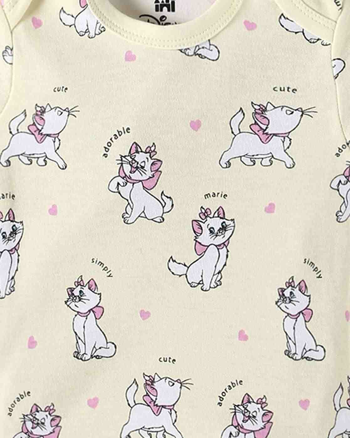 INF FRENDZ | Girls Pack of 2 Disney Marie Print Cotton Onesies|6