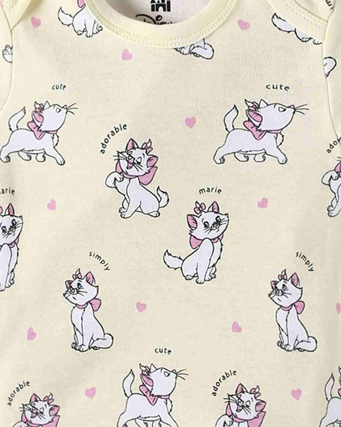 INF FRENDZ | Girls Pack of 2 Disney Marie Print Cotton Onesies|6